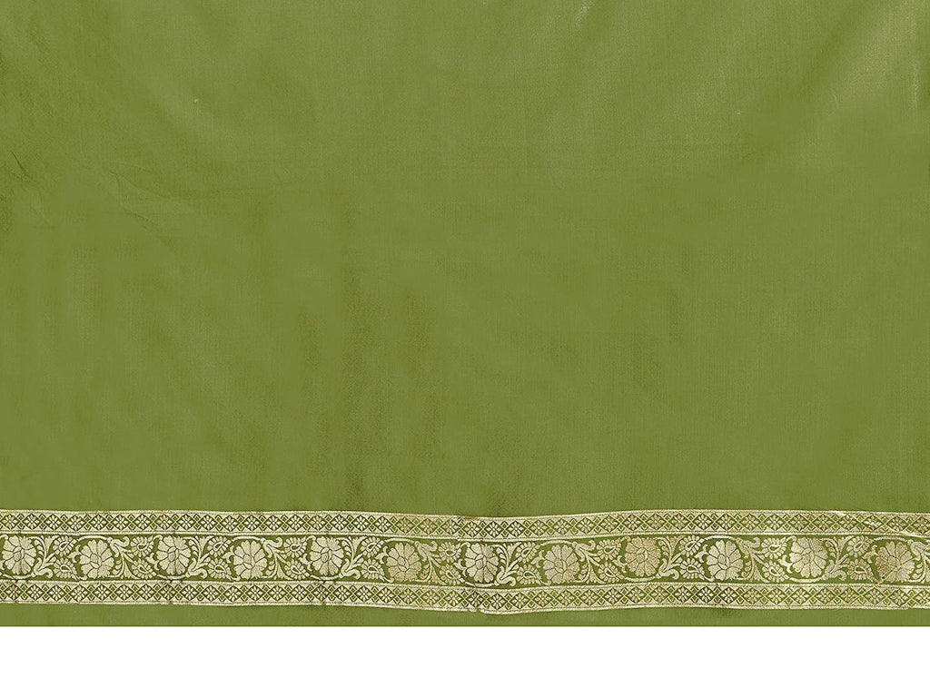 Vardha Women's Olive Green Banarasi Art Silk Saree | Grocsy