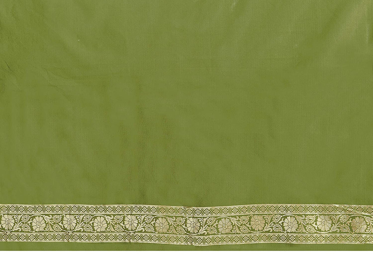 Vardha Women's Olive Green Banarasi Art Silk Saree | Grocsy