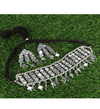 Silver-Plated Alloy Kundan Studded Oxidised Choker Necklace - The Pari | Grocsy