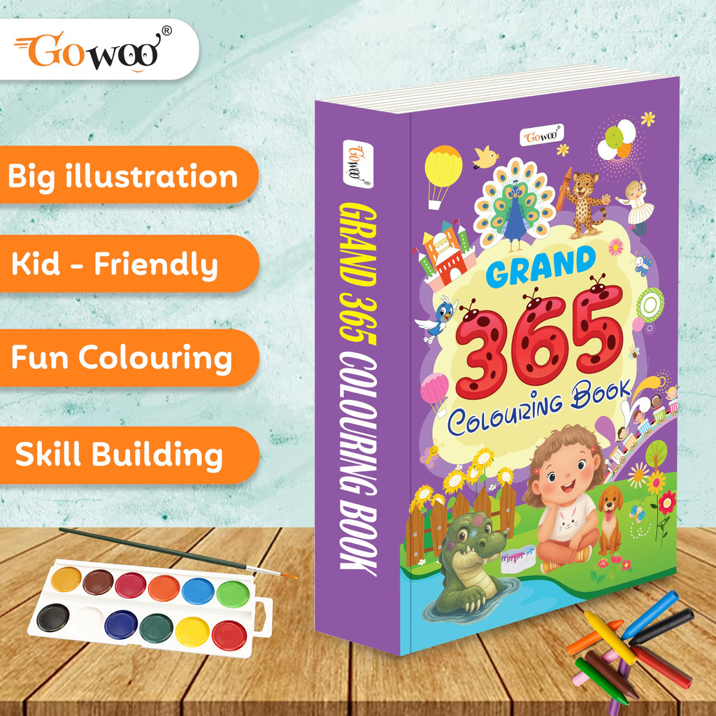 Grand - 365 Colouring Book :- Learn With Colouring, Creative Learning For Toddlers, Preschool Colouring Book, Educational Book For Kids, Toddler Fun Book, Simple Colouring Book For Kids | Grocsy