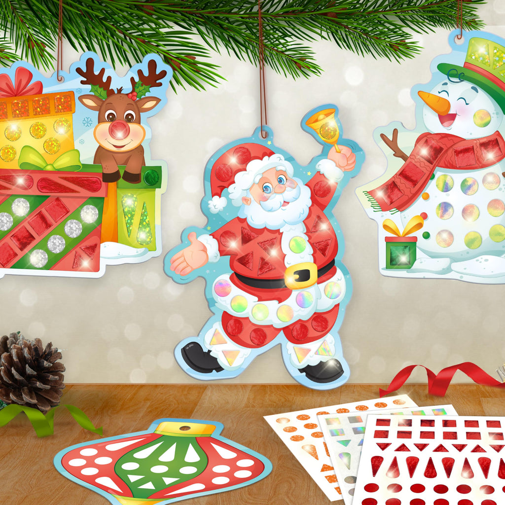 Imagimake Mirror Mosaic Christmas Kids Art Set | DIY Craft Kit | Foil Stickers for Kids | Birthday Gift for Girls and Boys Ages 3,4,5,6,7,8 | Christmas Toys for Girls Age 4,5,6,7,8 | Grocsy