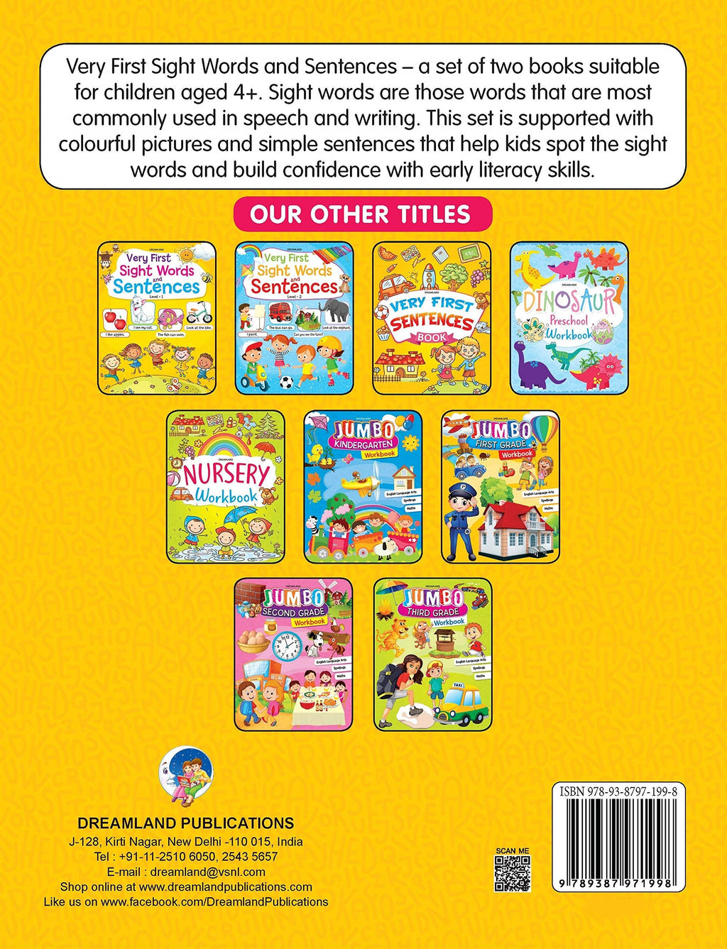 Dreamland Very First Sight Words Sentences Learning Book For Kids Level 1 | Grocsy
