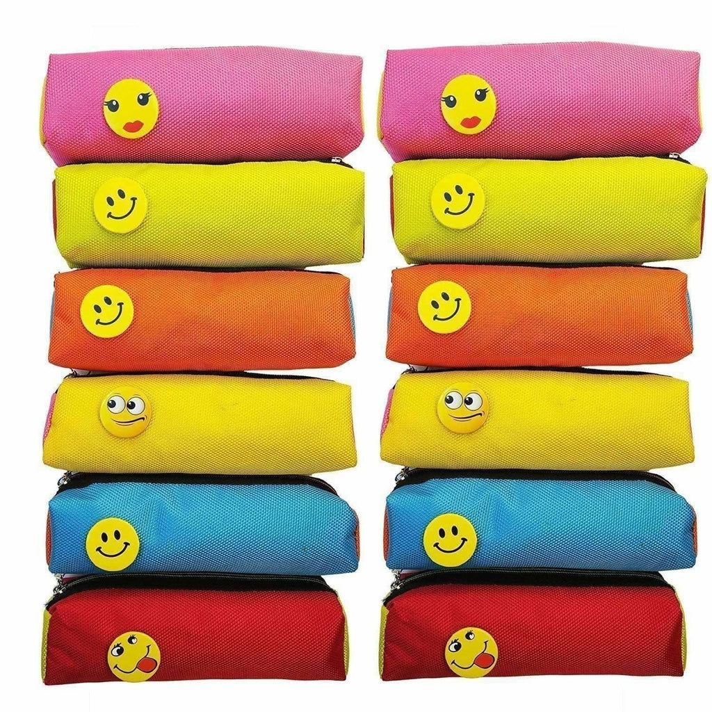 Bright Colour Multipurpose Smiley Pen Pencil Pouch Case | Grocsy