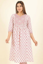 Aramya White Soft Cotton Floral Panelled Kurta for Women | Grocsy