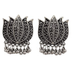 Silver-Plated Alloy Oxidised Lotus Petals Necklace - The Pari | Grocsy