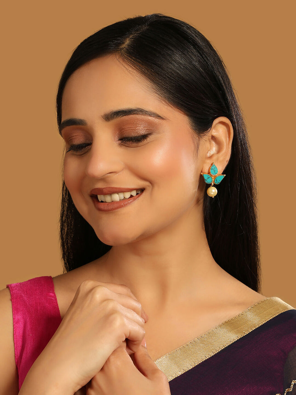 Nuyug 22K Gold Plated Cerulean Studs | Grocsy