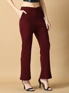 Myshka Women's Magenta Flared Party Trouser | Grocsy