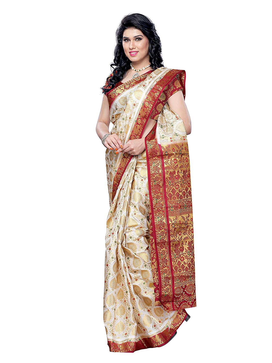 Mimosa Women's Kanchipuram Art Silk Saree With Blouse Piece | Grocsy