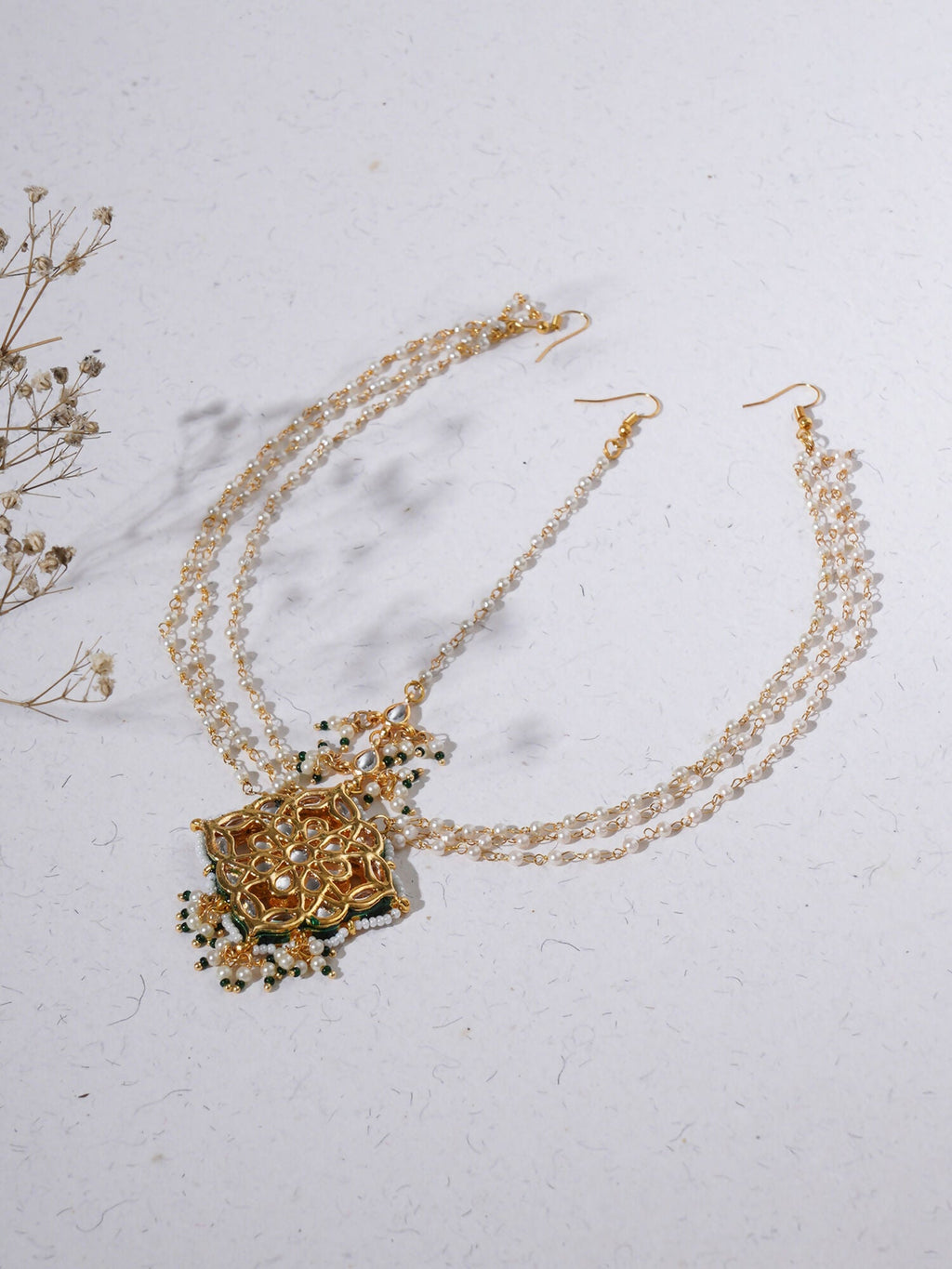 Layered Pearl Matha Patti (Gold) - Ruby Raang | Grocsy