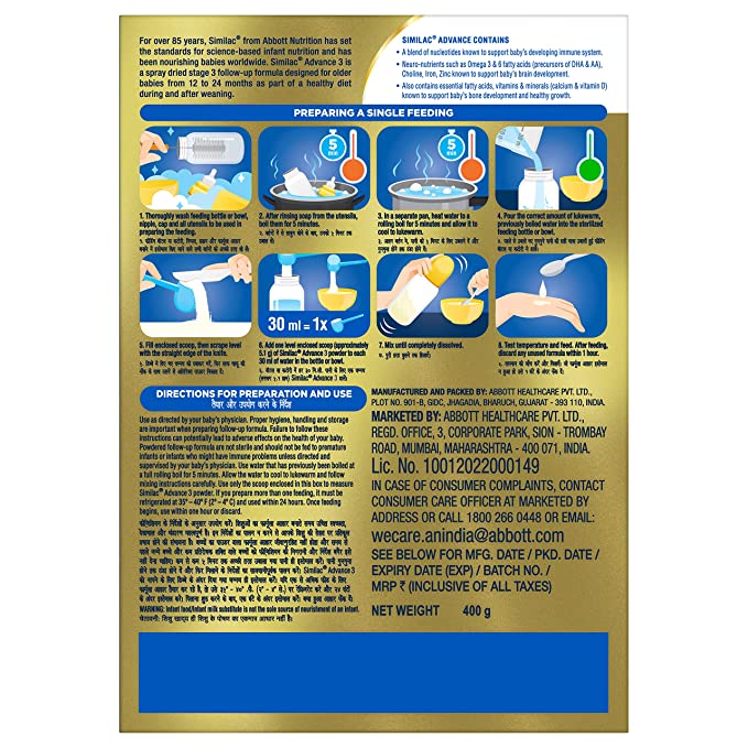 Similac Advance Follow-Up Formula Stage 3, 12 to 24 Months Infants | Grocsy