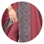 Mirchi Fashion Women's Pink & Black Printed Chiffon Saree | Grocsy