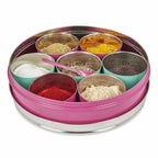 Stainless Steel Made Masala Box Spice Box Masala Dabba Container With Glass Lid 7 Compartments With 1 Spoon | Grocsy
