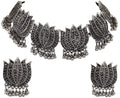 Silver-Plated Alloy Oxidised Lotus Petals Necklace - The Pari | Grocsy