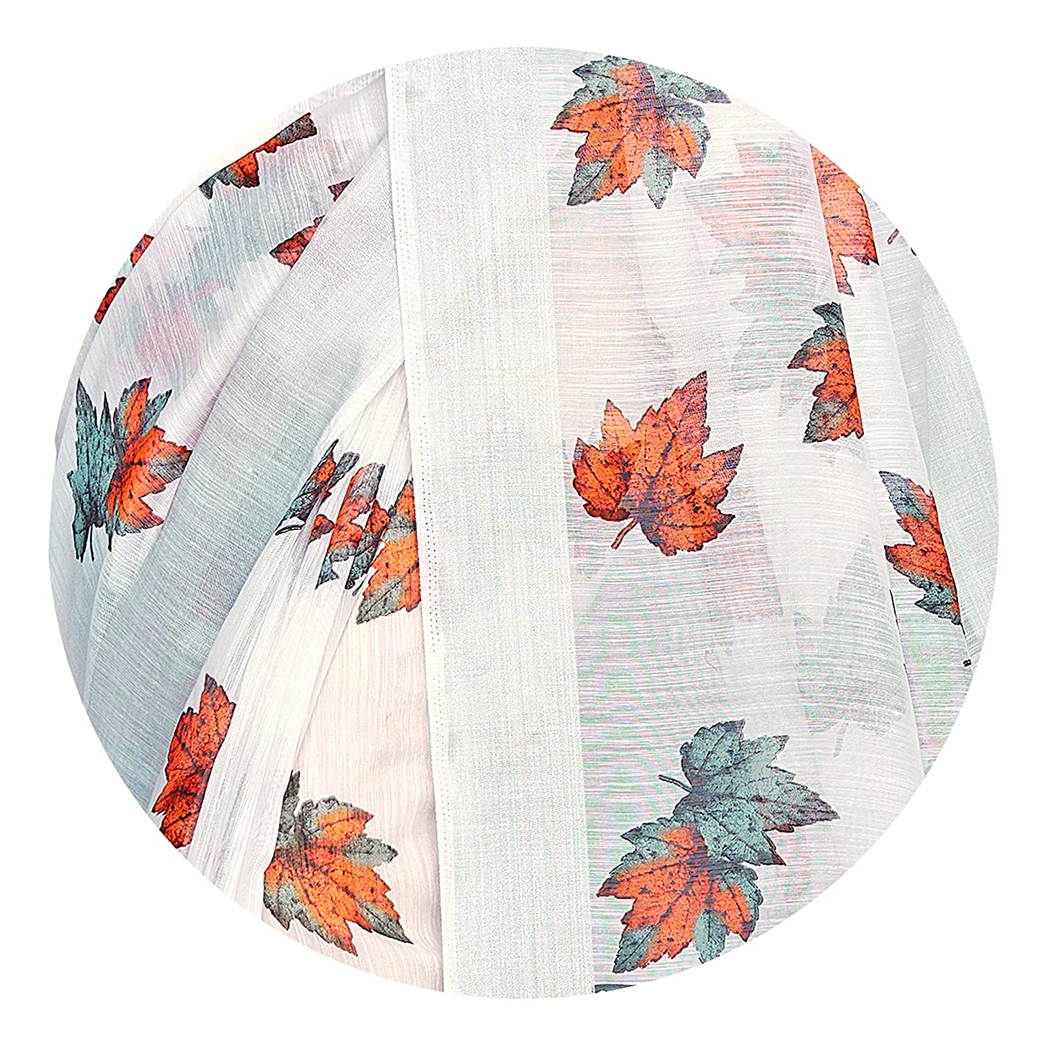 Mirchi Fashion Women's White Cotton Blend Blossom Leafs Printed Saree | Grocsy