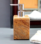 KLEO Soap / Lotion Dispenser - Made of Genuine Indian Marble - Luxury Bathroom Accessories Bath Set - Brown | Grocsy