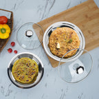 Sumeet Stainless Steel Casserole with Glass Lid | 2 Pieces - 1 Ltr & 1.6 Ltr | Grocsy