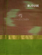 Dual Shades of Rose Pink And Parrot Green Mangalagiri Ikkat Cotton Saree By Gayathri Reddy Designer Studio | Grocsy