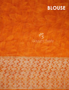 Shades of Sky Blue With Orange Blouse Floral Design Semi Chanderi Saree By Gayathri Reddy Designer Studio | Grocsy