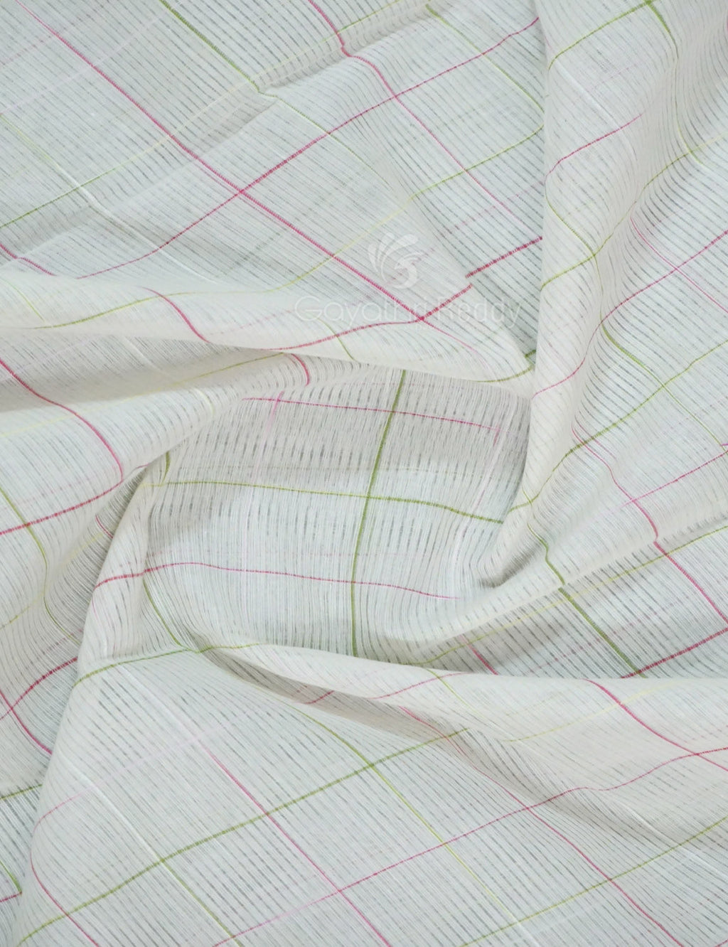 Dual Shade of Milk White And Leaf Green Pure Mangalgiri Cotton By Gayathri Reddy Designer Studio | Grocsy