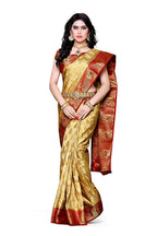Mimosa Women's Chiku Color Kanchipuram Art Silk Saree With Blouse Piece | Grocsy