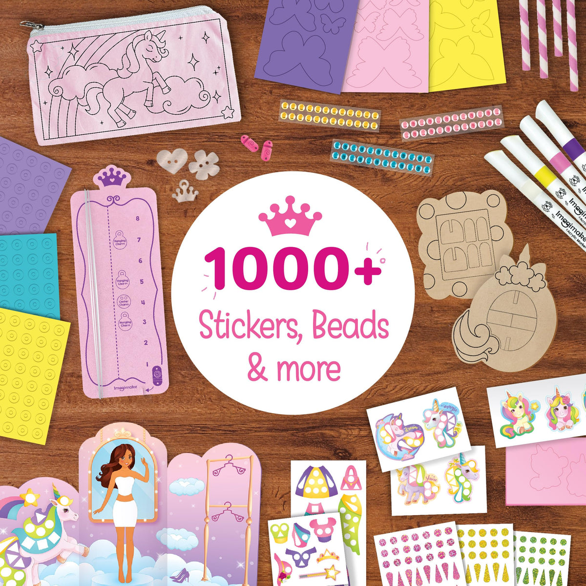 Imagimake Unicorn Craft Kit | 20+ Mess Free Activities | Bracelet Making Kit, Magnetic Board Princess Dress Up, Unicorn Stickers and More | 5,6,7,8 Year Old Girl Birthday Gift | Crafts for Girls 8-12 | Grocsy