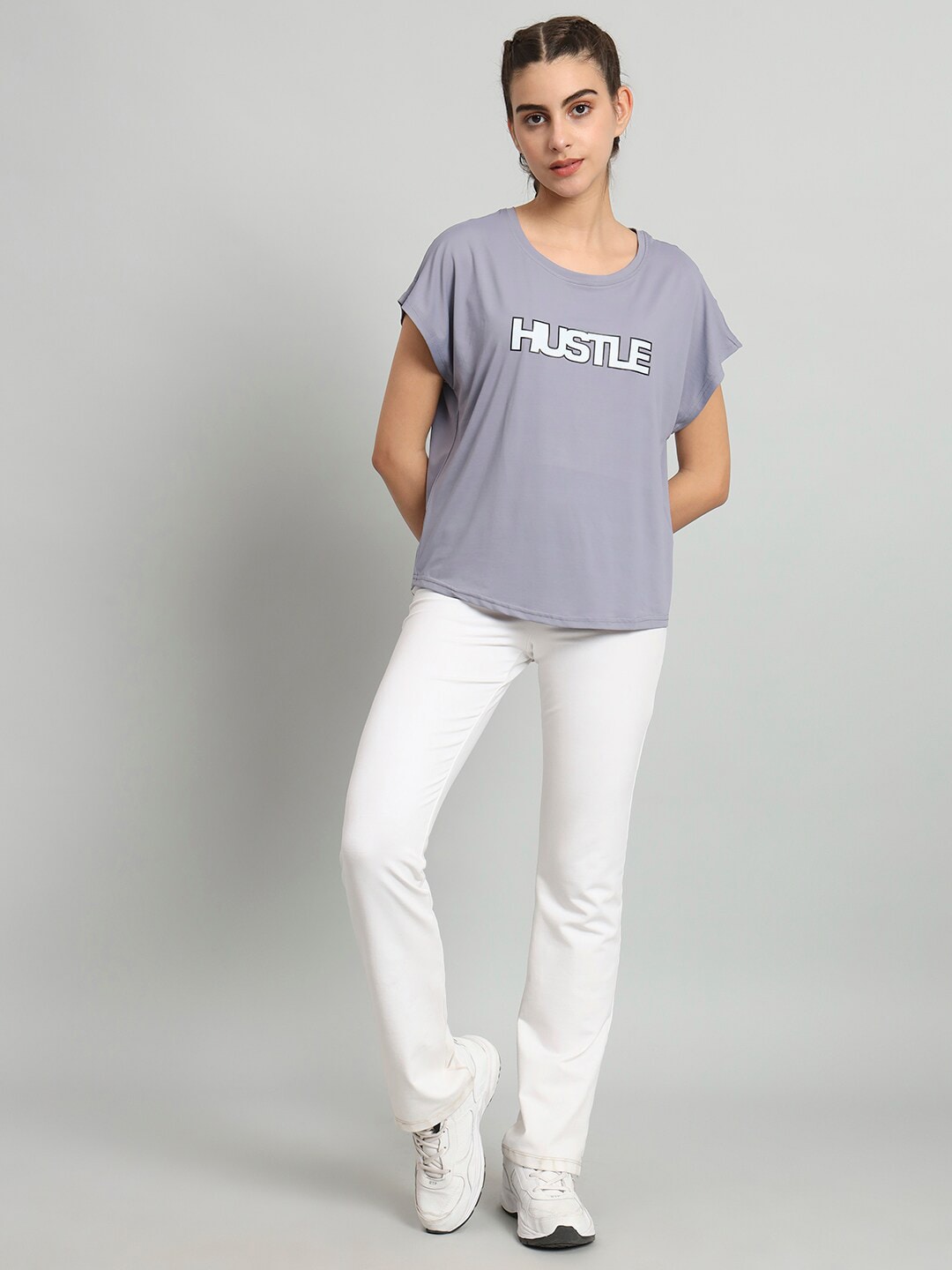 MKH Typography Printed Extended Sleeves Dri-Fit Relaxed Fit T-shirt | Grocsy