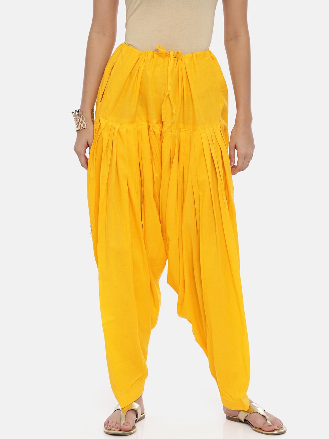 Souchii Mustard Yellow Solid Patiala | Grocsy