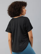 MKH Women Typography Drop-Shoulder Sleeves Dri-FIT Sports T-shirt | Grocsy