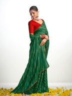 Sangria Striped Gotta Patti Saree | Grocsy