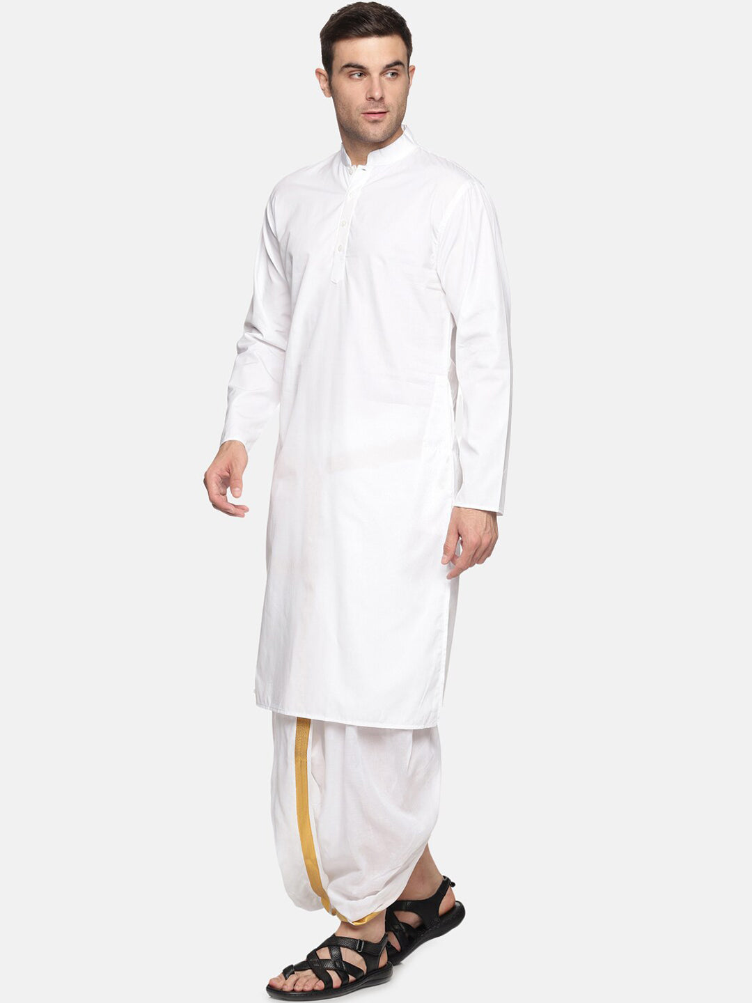 Sethukrishna Men White Pure Cotton Kurta with Pyjamas | Grocsy