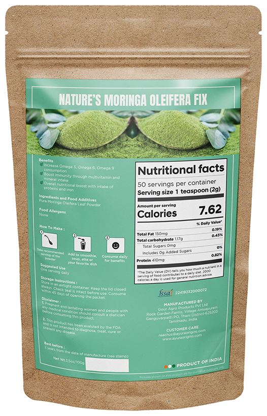 Ayura Origins Nature's Moringa Oleifera Fix Powder | Grocsy