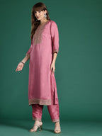 Indo Era Floral Embroidered Sequinned Kurta with Trousers & With Dupatta | Grocsy