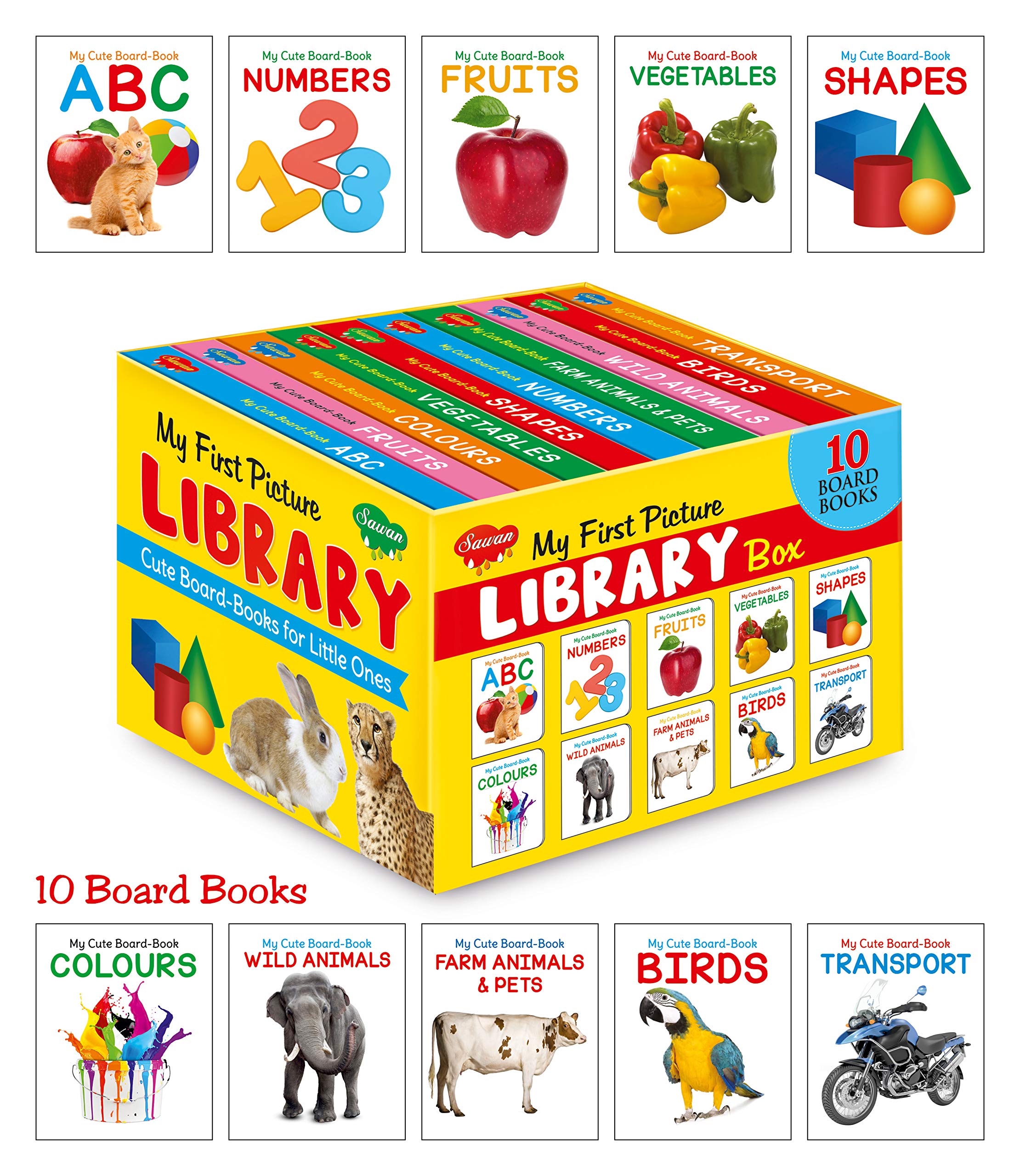 My First Picture Library Box Of 10 Board Books (Pre-School Books) | Gift Set For Kids [Board Book] Sawan; Manoj Publications Editorial Board; Sahil Gupta And Shashank | Grocsy