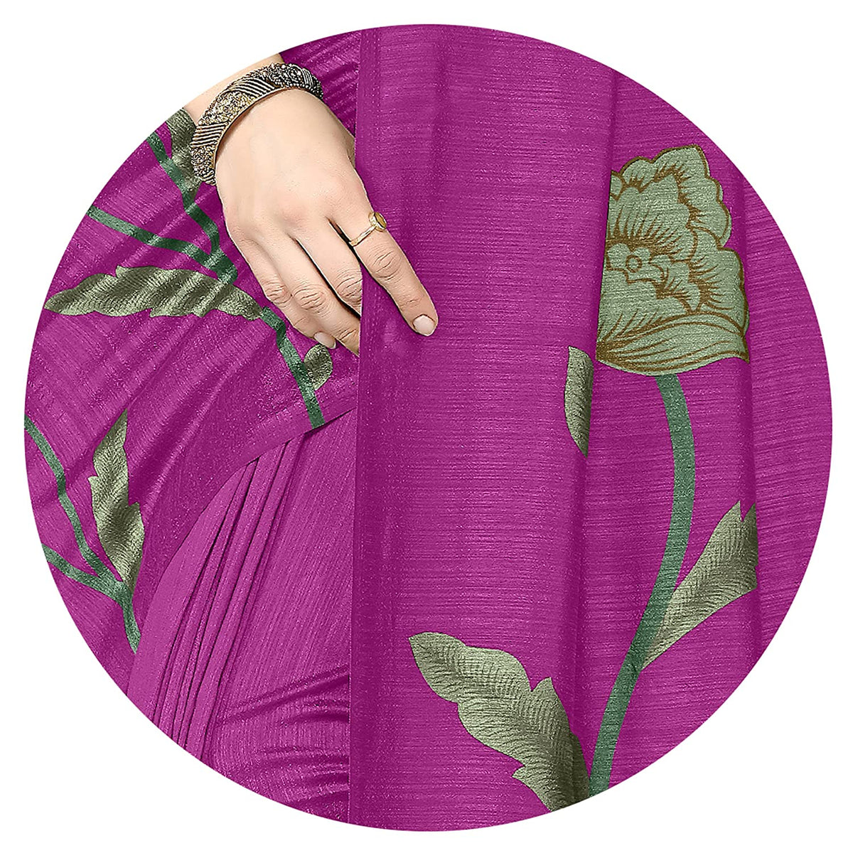 Mirchi Fashion Women's Pink Vichitra Silk Stylish Floral Printed Saree | Grocsy