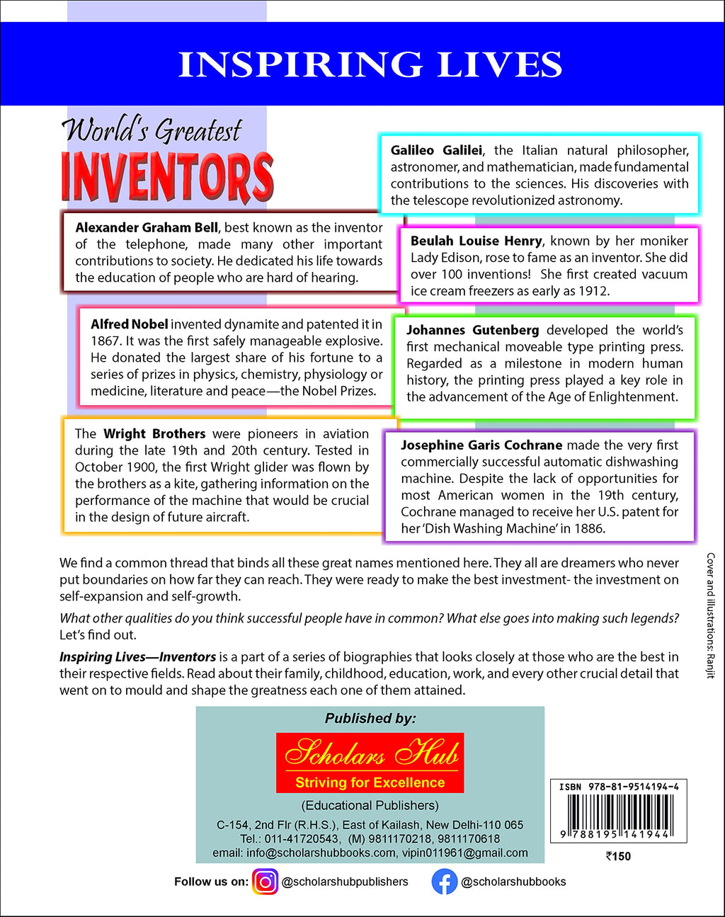 Inspiring Lives:Worlds Greatest Inventors : Biographies Of Inspirational Personalities For Kids | 124 Pages | Grocsy