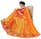 Sarvadarshi Fashion Women'S Satin Silk Blend Orange Pink Color Saree | Grocsy