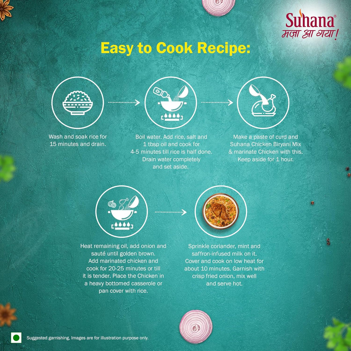 Suhana Chicken Biryani Pouch | Easy to Cook | Spice Mix | Grocsy