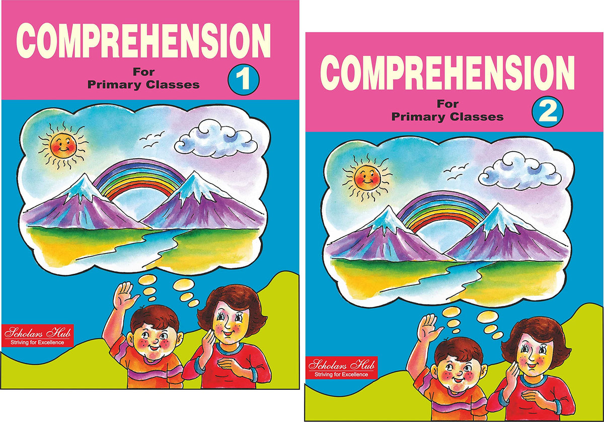 Scholars Hub Comprehension Book For Develop Reading And Writing Skills Of Kids (For Primary Classes) (Vol. 1, 2) ( Set Of 2 Books) | 96 Pages| Comprehension Book For Class 1,2 | Grocsy