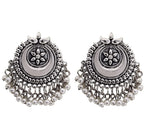 Silver-Plated Alloy Long Half Moon Oxidised Necklace - The Pari | Grocsy