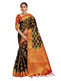 Vardha Women's Black Woven Art Silk Saree With Blouse Piece | Grocsy