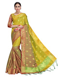 Vardha Women's Yellow Woven Raw Silk Saree | Grocsy