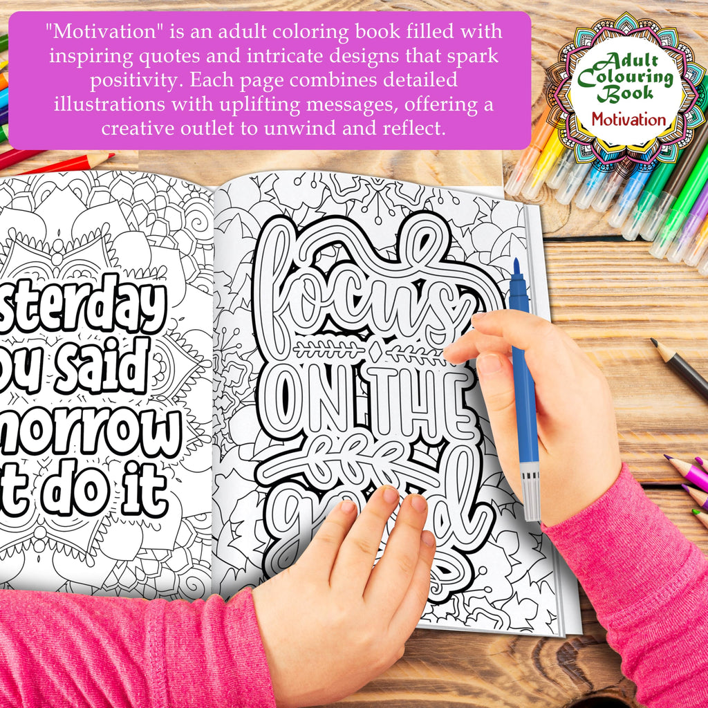 Motivation - Adult Colouring Book : Fun Colouring For Kids And Adults, Creative Coloring Book, Mindfulness Coloring Book, Relaxing Coloring Book | Grocsy