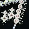 Mominos Fashion Johar Kamal Handicraft Gold/Off White Pearls Necklace with Earrings For Women