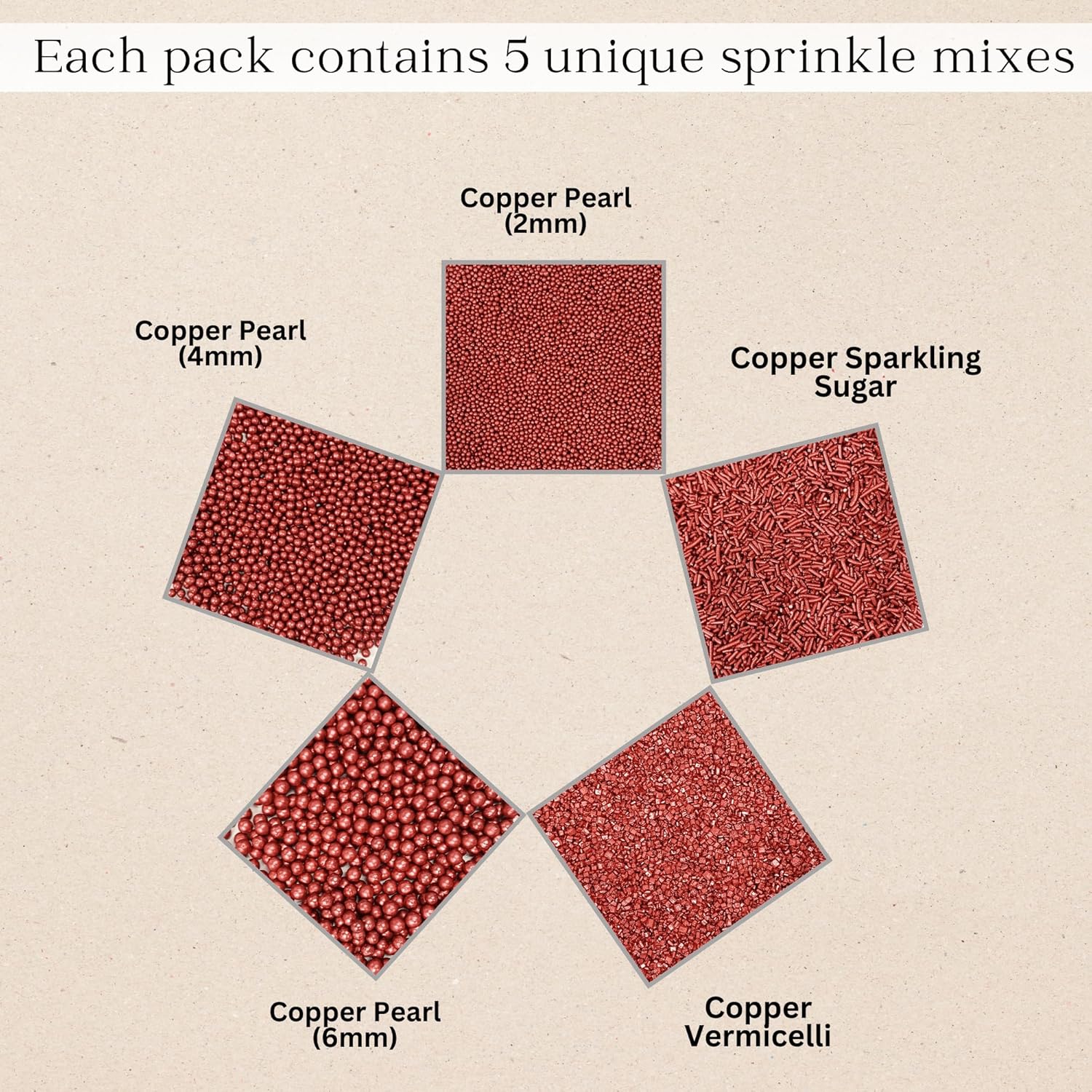 Confect Sprinkles for Cakes & Cupcakes Decoration | USP-20(Copper) | Grocsy