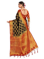 Vardha Women's Black Woven Art Silk Saree With Blouse Piece | Grocsy