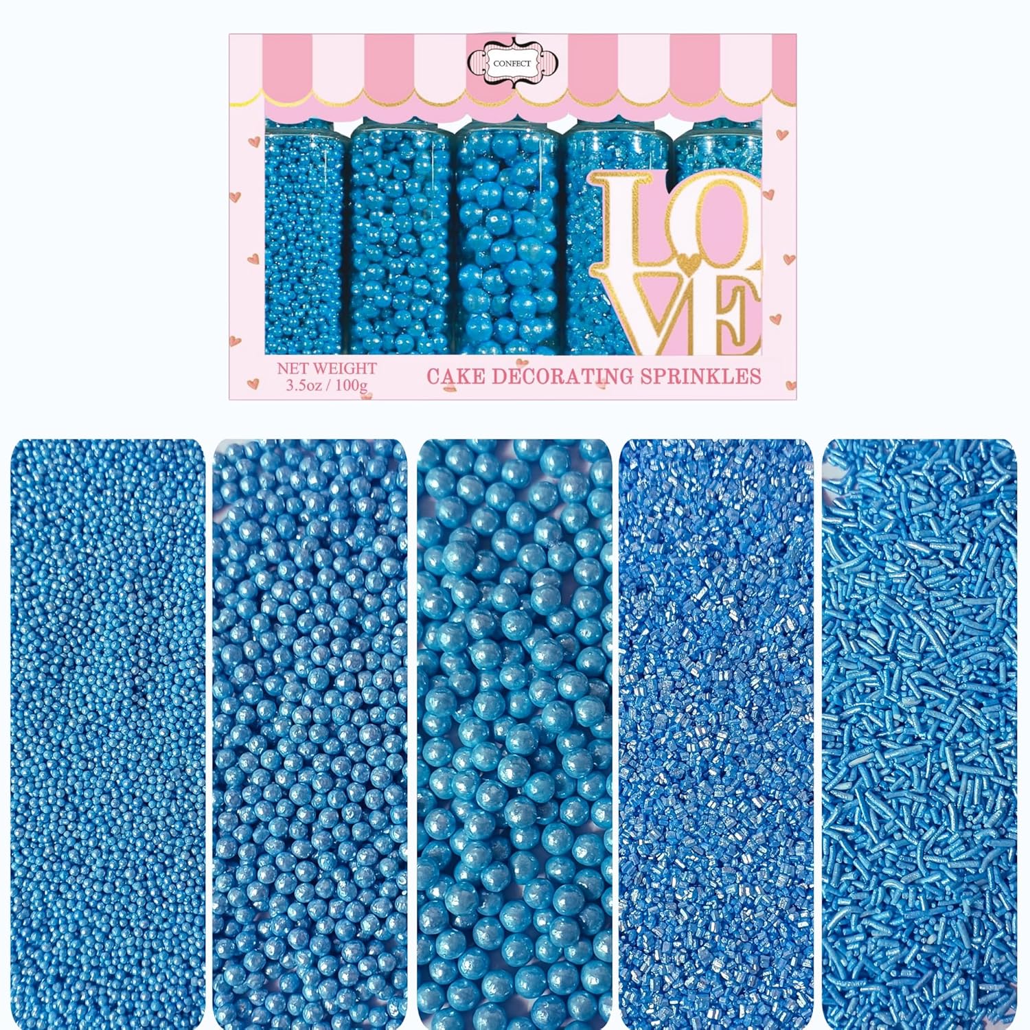 Confect Sprinkles for Cakes & Cupcakes Decoration | USP-9(Bright Blue) | Grocsy