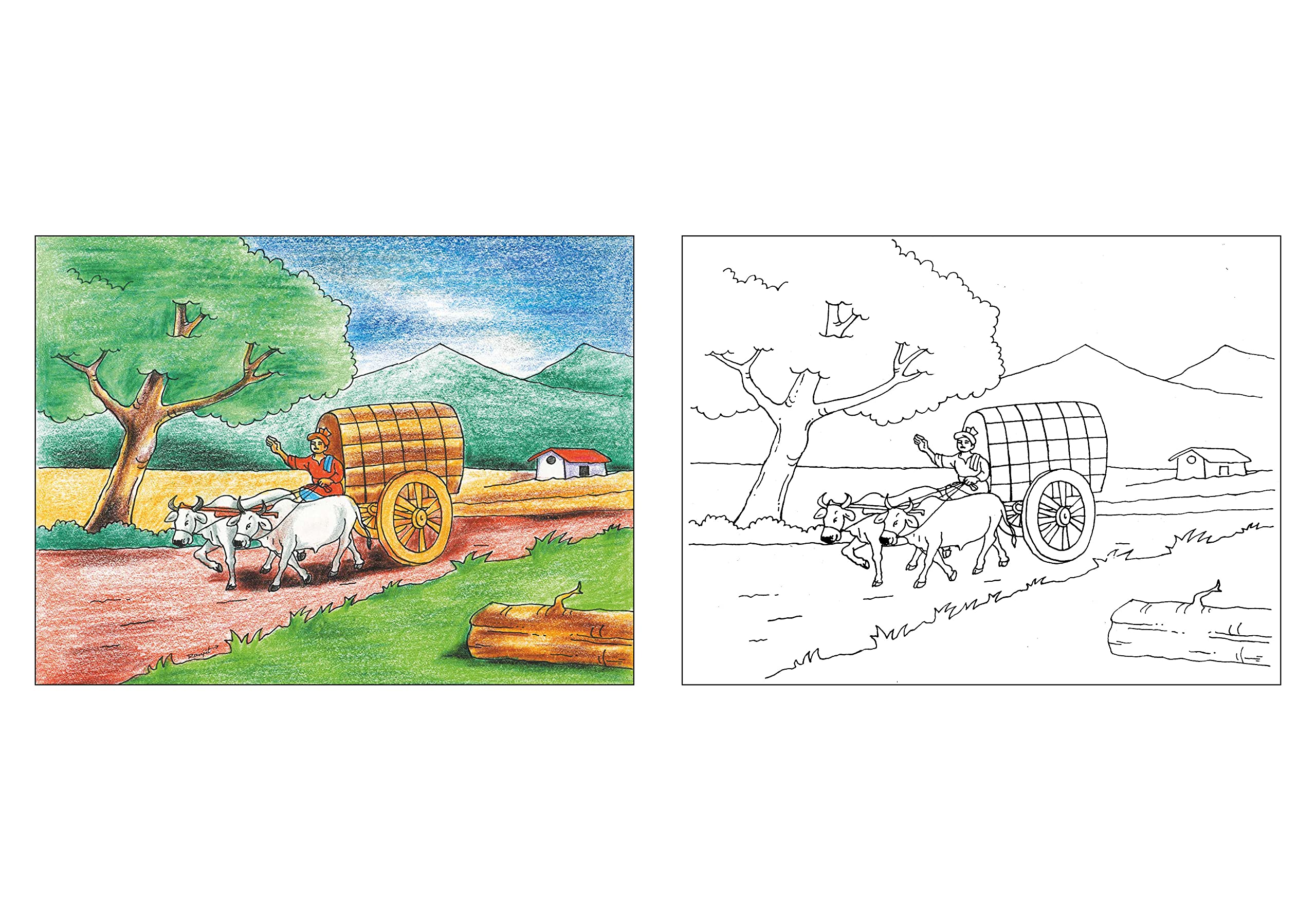 Scholars Hub Best Scenery In Pastel Book -Vol-1, Vol 2 (Set Of 2 Books) | 40 Pages | Grocsy