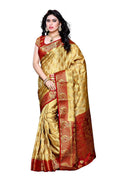 Mimosa Women's Chiku Color Kanchipuram Art Silk Saree With Blouse Piece | Grocsy
