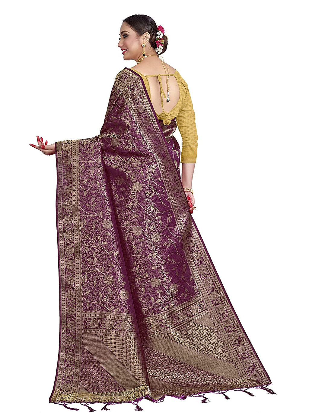 Vardha Women'S Kanchipuram Raw Silk Saree With Unstitched Blouse Piece | Grocsy