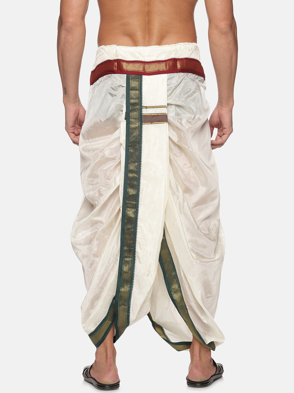 Sethukrishna Men Cream Solid Art Silk Dhotis | Grocsy